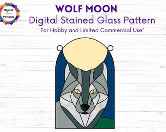 Wolf Moon Stained Glass Pattern - Instant Download for Beginners