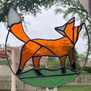 PATTERN- Fox Digital Stained Glass Download - Spring Summer Suncatcher - Printable Design - Beginner Friendly