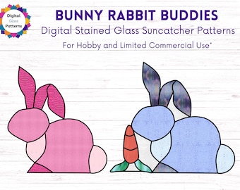 Bunny Rabbit Easter Digital Stained Glass Pattern Download - Printable Beginner-Friendly Bundle