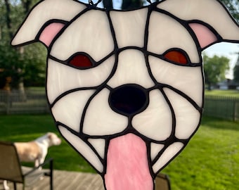 PATTERN - Stained Glass Pitbull Suncatcher - Beginner-Friendly Instant Download for Dog Lovers