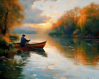 Angelsee Kunstdruck, Herbstlandschaft (Digitaler Download)