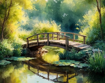 Waldbrücke Poster | Aquarell Landschaft (Digitaler Download)