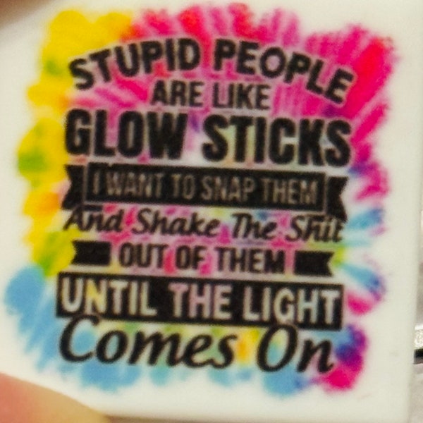 Stupid people are like Glow Sticks (CUSTOM) Silicone Focal Bead/Freshie Bead/Beadable Pen/Cookie Scribe