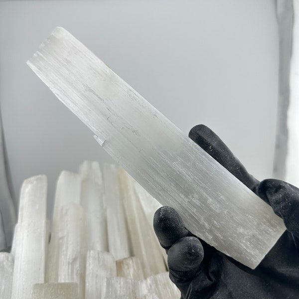 Large 8-Inch Rough Selenite Wand - Healing Crystal - Free Shipping over 35