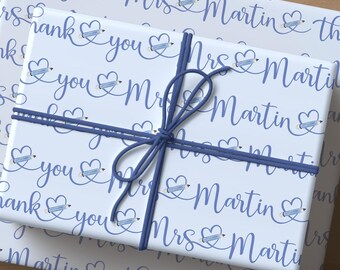 Personalized Teacher Name Wrapping Paper for Teacher Appreciation Gift Custom Name Giftwrap