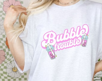 Bubble Trouble Boba T Shirt l Gift For Boba Lover l Retro Boba Tee l Kawaii l Bubble Tea Gift l Unisex