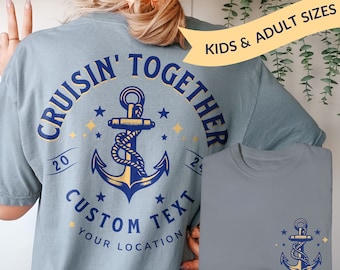 Custom Comfort Colors® Family or Group Cruise Shirts, Personalized Matching Cruisin&#39; Together TShirts Vacation Trip Bright Retro Oversize