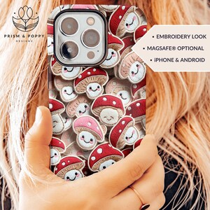 Cute Kawaii Toadstool Mushroom Phone Case, Adorable Mushroom Case for iPhone, Samsung Galaxy, Pixel, Magsafe Compatible Cottagecore Cover