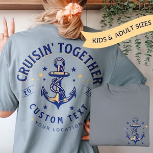Custom Comfort Colors® Family or Group Cruise Shirts, Personalized Matching Cruisin' Together TShirts Vacation Trip Bright Retro Oversize