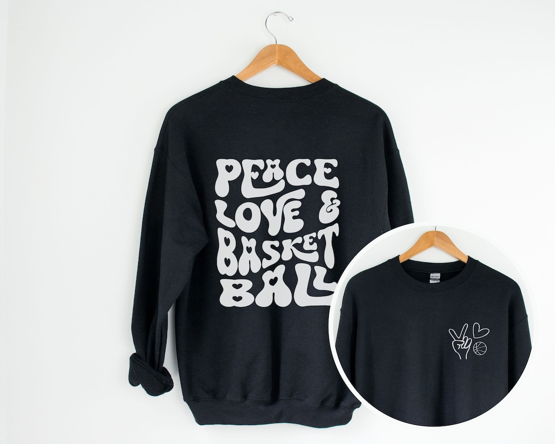 Kids Peace Love & Basketball Sweatshirt for Basketball Player Gift for Girls Basketball Gifts
