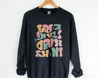 In My Handstand Era Sweatshirt Funny Gymnastics Gift For Gymnast Kids Sizes My Hand Stand Shirt Upside Down Retro Wavy Words