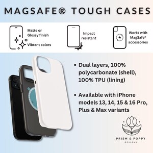 Może przedstawiać: Białe etui na iPhone'a z przezroczystym panelem tylnym. Etui składa się z dw&oacute;ch warstw: skorupy z poliwęglanu i wyści&oacute;łki z TPU. Etui jest kompatybilne z akcesoriami MagSafe i jest odporne na uderzenia. Etui jest dostępne dla modeli iPhone'a 13, 14, 15 i 16 Pro, Plus i Max.