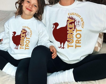 Family Turkey Trot Run Shirts, Group Matching Toddler Kids Adult Unisex Custom Turkey Day Shirts Thanksgiving Day 2025 5k Running Shirt