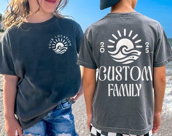 Family Vacation Shirts Custom Comfort Colors® Matching Beach Shirts Personalized Group Vacay TShirt Oversize Unisex Kids Infant Toddler Size