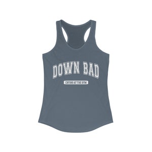 Down Bad Tank Top, Funny Tortured Poets Merch, Gift for fitness fan, In My Workout Era Gym Racerback Tank Top, TTPD fan album song lyrics Solid Indigo