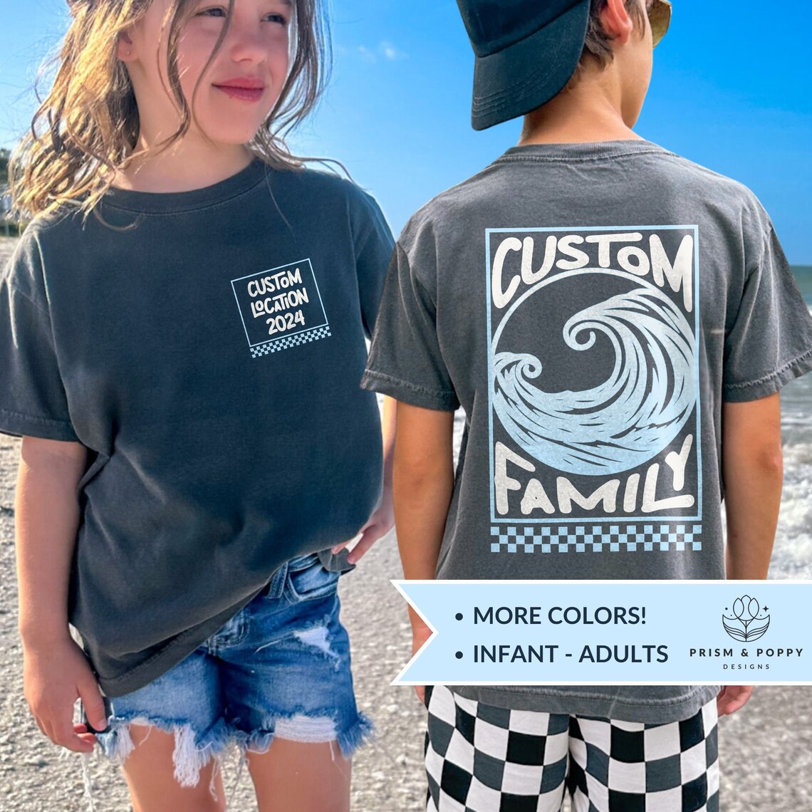 Family Beach Vacation Shirts, Custom Comfort Colors® Oversize Surf ...
