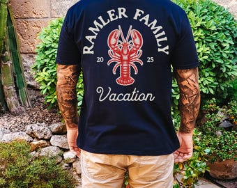 Maine Lobster Vacation Shirts, Custom Matching Family Tshirts, Nautical Preppy Group Summer Trip Oversized Tees Infant Toddler Kids