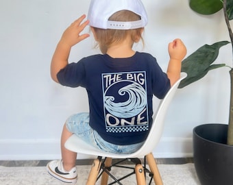 First Birthday Shirt, Personalized The Big One Surf Theme 1st Birthday Party Shirt for One Year Old, Beachy Wave Custom Matching Shirts