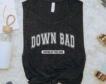 Down Bad tShirt, Funny Tortured Poets Merch, Gift for fitness fan, In My Workout Era Gym Tank Top Muscle Shirt, TTPD fan album song lyrics