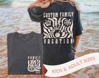 Custom Comfort Colors® Boho Beach Shirts Personalized Family Hawaiian Vacation Matching Group Hawaii Trip TShirt Kids Adults Tropical Island
