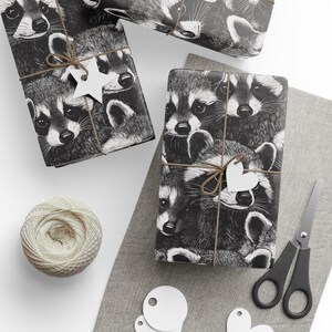 Raccoon Wrapping Paper, Cute Woodland Animal Lover Gift Wrap image 4