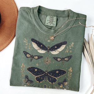 Moth Shirt, Mystical Cottagecore Comfort Colors® Butterfly Tshirt Goblincore Dark Academia Clothing Cottage Core Gift for Nature Lover Gifts