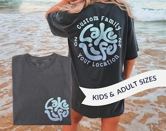 Custom Lake Shirts, Kids & Adult Size Comfort Colors® Family Group Personalized Matching Lake Life TShirts, Vacation Trip  Retro Oversize