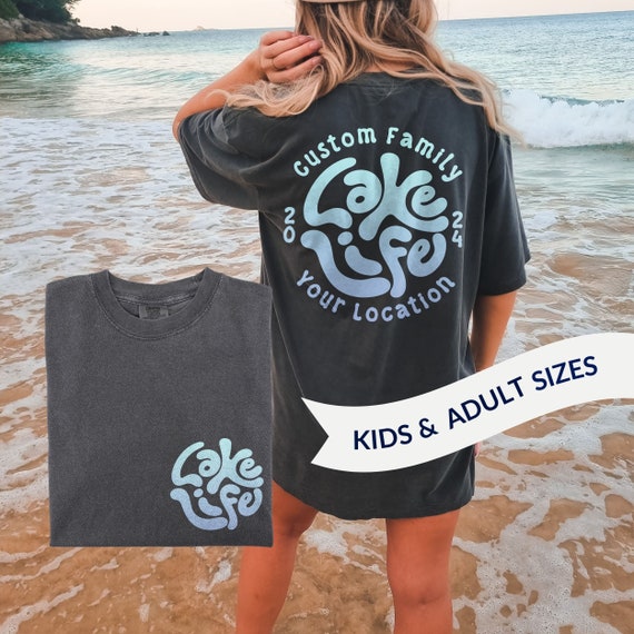 Custom Lake Shirts, Kids & Adult Size Comfort Colors® Family Group Personalized Matching Lake Life TShirts, Vacation Trip  Retro Oversize