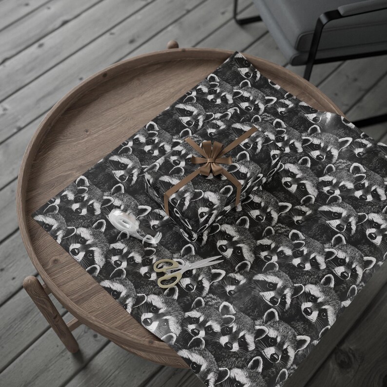 Raccoon Wrapping Paper, Cute Woodland Animal Lover Gift Wrap image 7