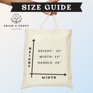 K&ouml;nnte beinhalten: Eine wei&szlig;e Tragetasche mit einem aufgedruckten Gr&ouml;&szlig;enleitfaden. Der Leitfaden zeigt die H&ouml;he, Breite und Griffl&auml;nge der Tasche in Zoll. Der Text lautet "HEIGHT: 16", "WIDTH: 15" und "HANDLE: 20".