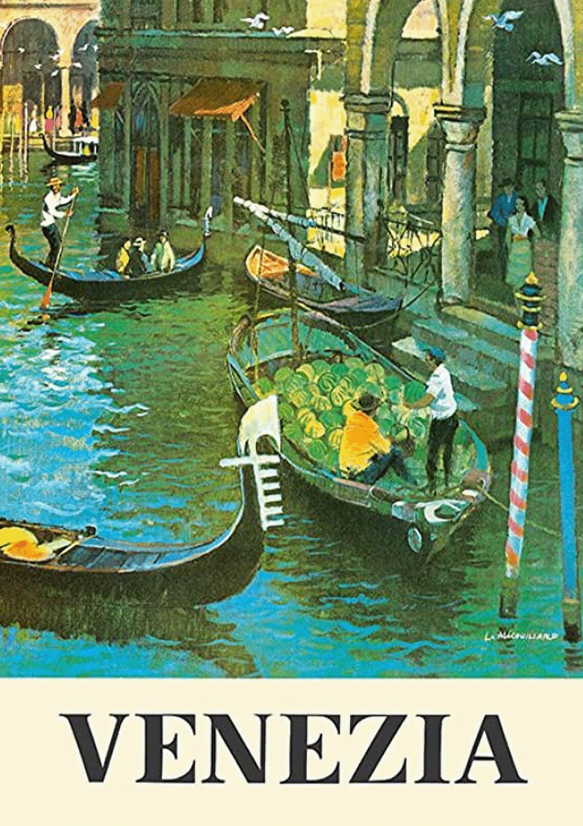 1921 Venice Italy Vintage Travel Poster Reproduction 24x36 Unbranded Matte Paper