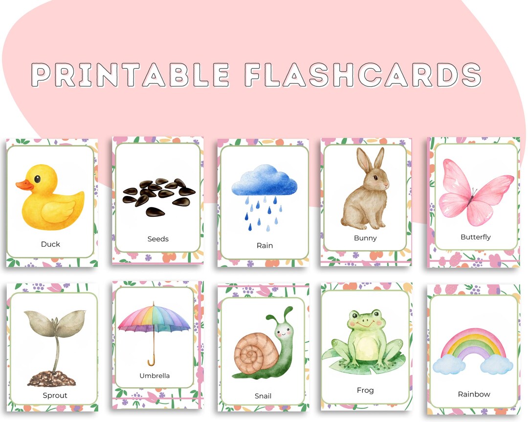 Spring Flash Cards Printable for Kids | Preschool Learning Flashcards ...