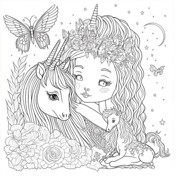 Unicorn Coloring Books for Girls ages 8-12: A Step-by-Step Drawing