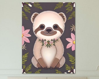 Sloth Spirit Animal Art | Kid's Room Art | Gift For Her | Gift For Children | Nursery Decoration | Gift Idea For Sloth Lovers | Cute Sloth