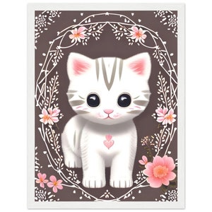 White Kitty Spirit Animal Art | Beautiful Kitten Art | Girly Room Décor | Nursery Decoration | Gift For Cat Lovers | Cute Gift Idea For Kids