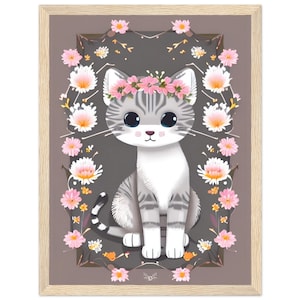 Grey Kitten Spirit Animal Art | Beautiful Kitten Art | Girly Room Décor | Nursery Decoration | Gift For Cat Lovers | Cute Gift Idea For Kids