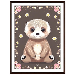 Erdmännchen Krafttier Kunst | Schöne Zoo Tier Kunst | Girly Raumdeko | Kinderzimmer Dekoration | Niedliche Geschenkidee für Kinder