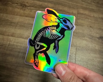 Holographic Rabbit Skeleton Sticker