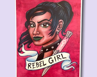 Rebel Grrrl Tattoo Art Print