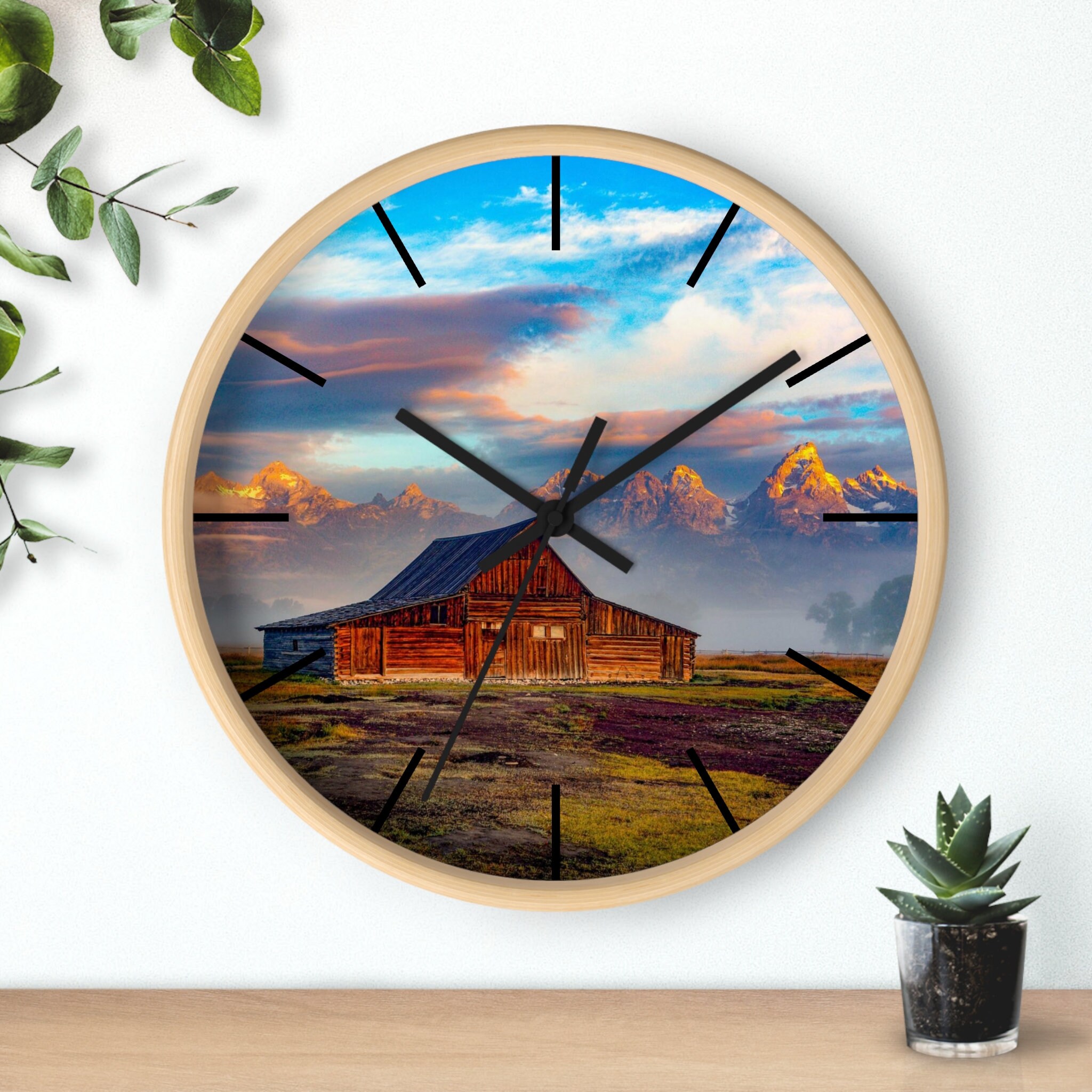 Red Farm House Wall Clock for Farmer, Red Barn Wall Clock sold by