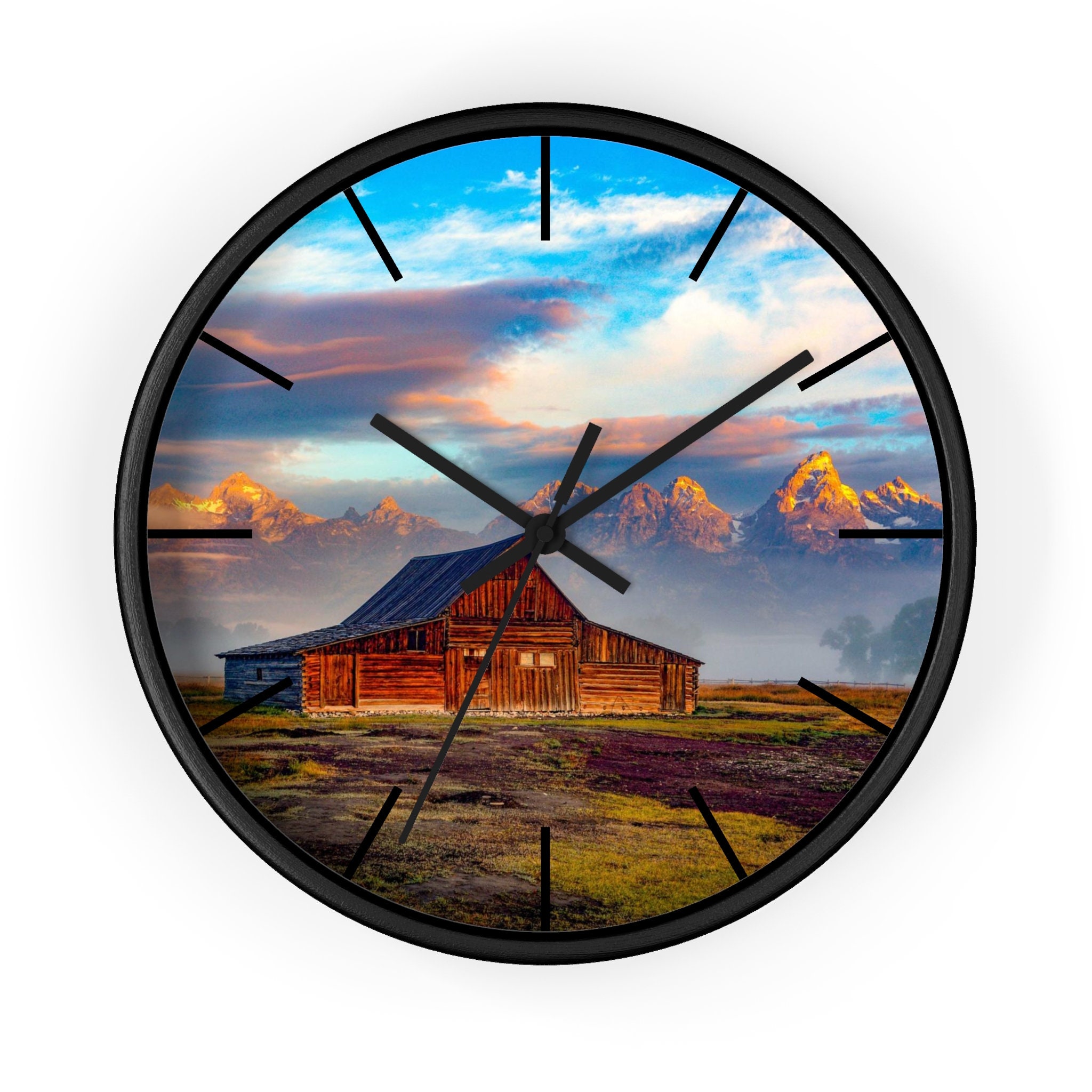 Red Farm House Wall Clock for Farmer, Red Barn Wall Clock sold by