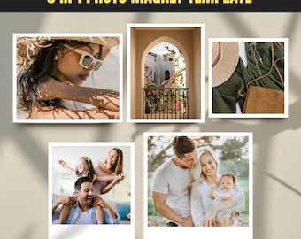 Ultimate Fridge Magnet Template - Photo Magnet Template | 5 in 1 Template - Start your magnet-making business | Polaroid Style | Canva