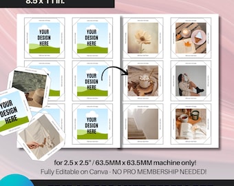 2.5x2.5 Fridge Magnet Template - Photo Magnet Machine | 63.5MMx63.5MM Square Magnet Template | Editable in Canva | Square Magnet | Template