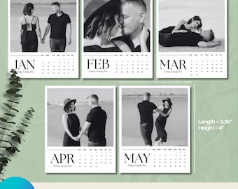 Editable 2025 Photo Calendar - 2025 Calendar Photo Magnet Template | Mini Calendar 2025 Template | Editable in Canva | Easy Canva Template