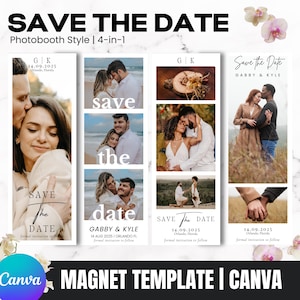 Save the Date Fotoautomat Vorlage | Foto Magnet Bundle Vorlage - Modern Minimalistisch Speichern Sie das Datum mit Foto, bearbeitbar Speichern Sie das Datum Canva