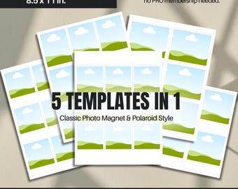 Photo Magnet Template - Ultimate Fridge Magnet Template | 5 in 1 Template - Start your magnet-making business | Polaroid Style | Canva