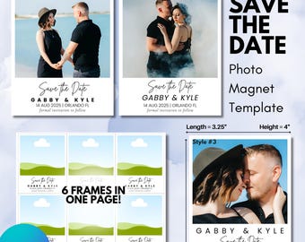 Save the Date Template | Photo Magnet Template - Modern Minimal Save The Date With Photo, Editable Save The Date Template, Instant Download