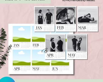 Mini Calendar 2025 Template - Calendar Photo Magnet Template - Editable 2025 Photo Calendar |  | Editable in Canva | Easy Canva Template