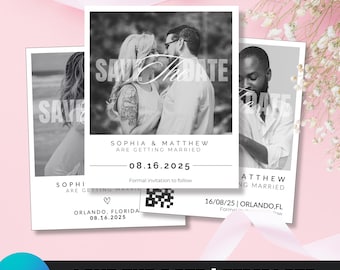 Save the Date Template | Photo Magnet Template - Modern Minimal Save The Date With Photo, Editable Save The Date Template, Instant Download