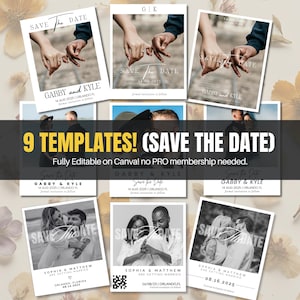 9 "Retenez cette date" pour aimant photo | Modèle d'offre groupée « Réservez la date » |  - Réservez la date minimaliste moderne avec photo, modèle Canva